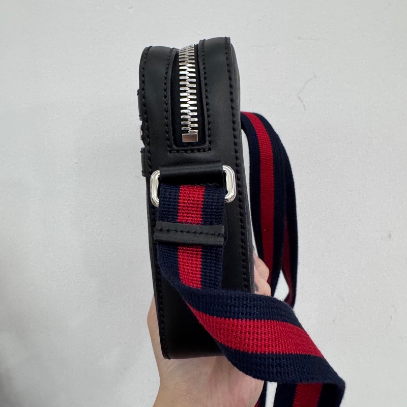 Gucci 黑灰PVC銀釦Mini日字包 近全新-4