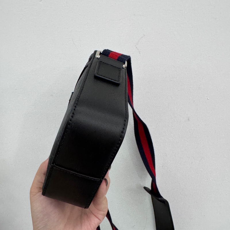 Gucci 黑灰PVC銀釦Mini日字包 近全新-7