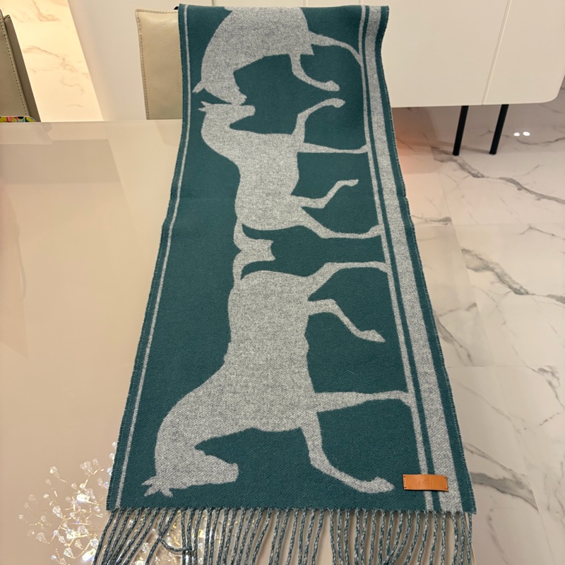 Hermes 100%cachemire雙面配色長圍巾-1