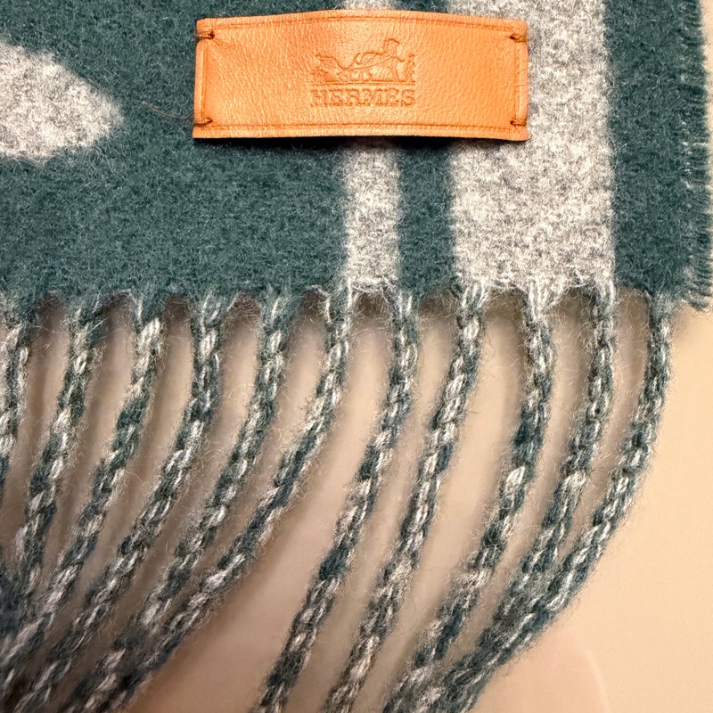 Hermes 100%cachemire雙面配色長圍巾-10