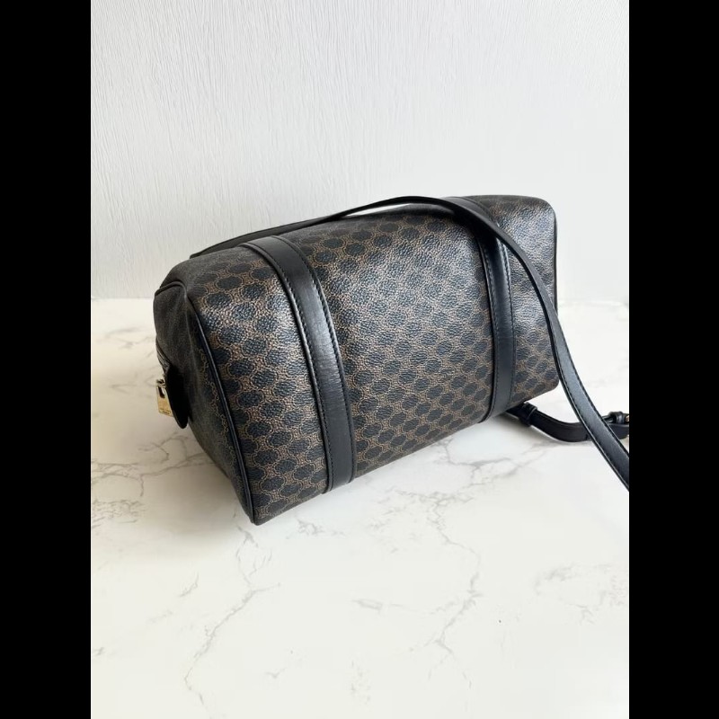 【LA LUNE】絕版中古包 Celine黑色老花波士頓 單肩包 側背包 斜背包 復古包-3