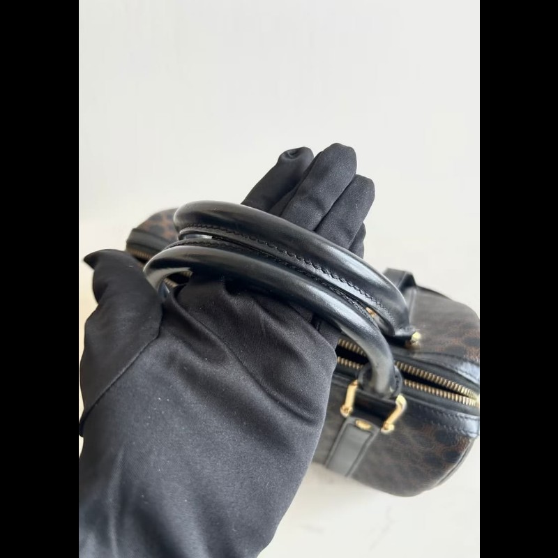 【LA LUNE】絕版中古包 Celine黑色老花波士頓 單肩包 側背包 斜背包 復古包-4