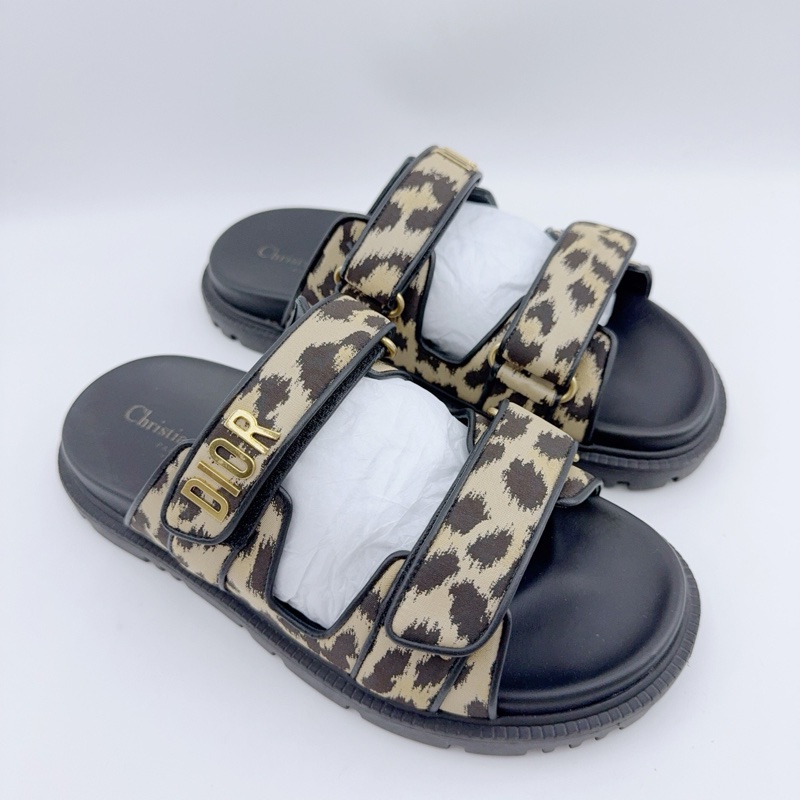 dior迪奧/38.5碼/豹紋魔術貼涼鞋/ 無附件-0