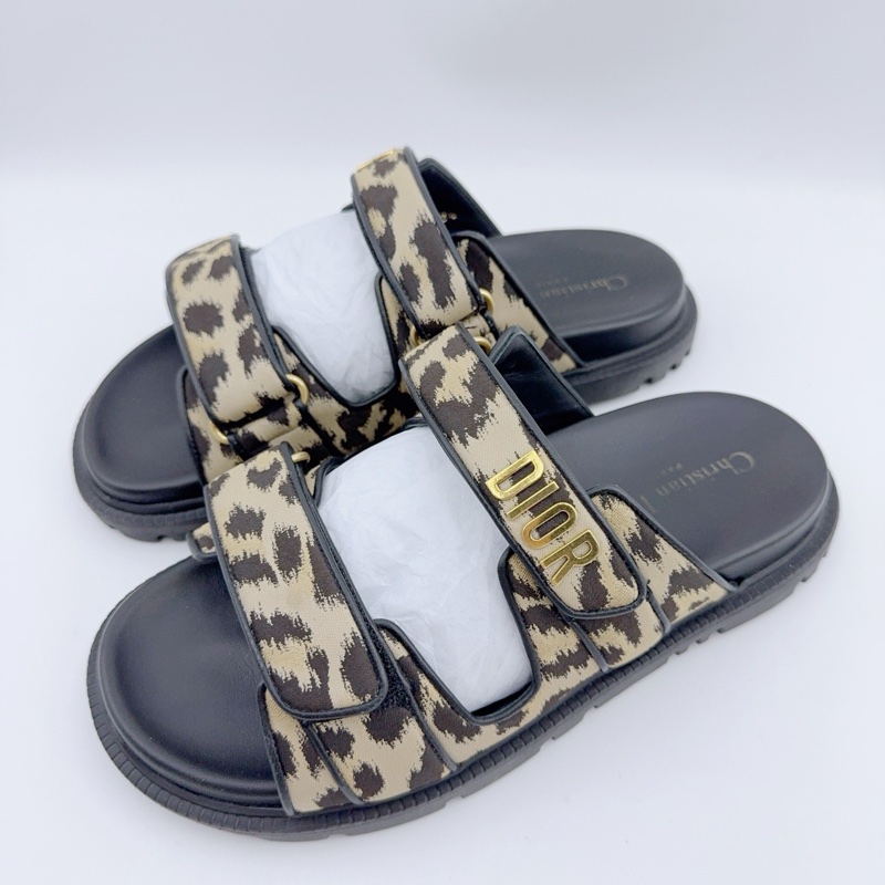 dior迪奧/38.5碼/豹紋魔術貼涼鞋/ 無附件-1