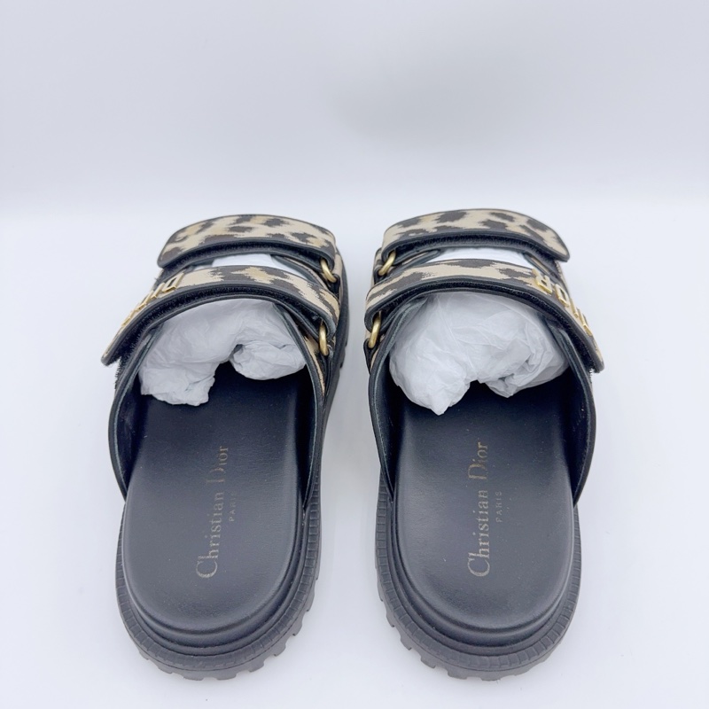 dior迪奧/38.5碼/豹紋魔術貼涼鞋/ 無附件-3