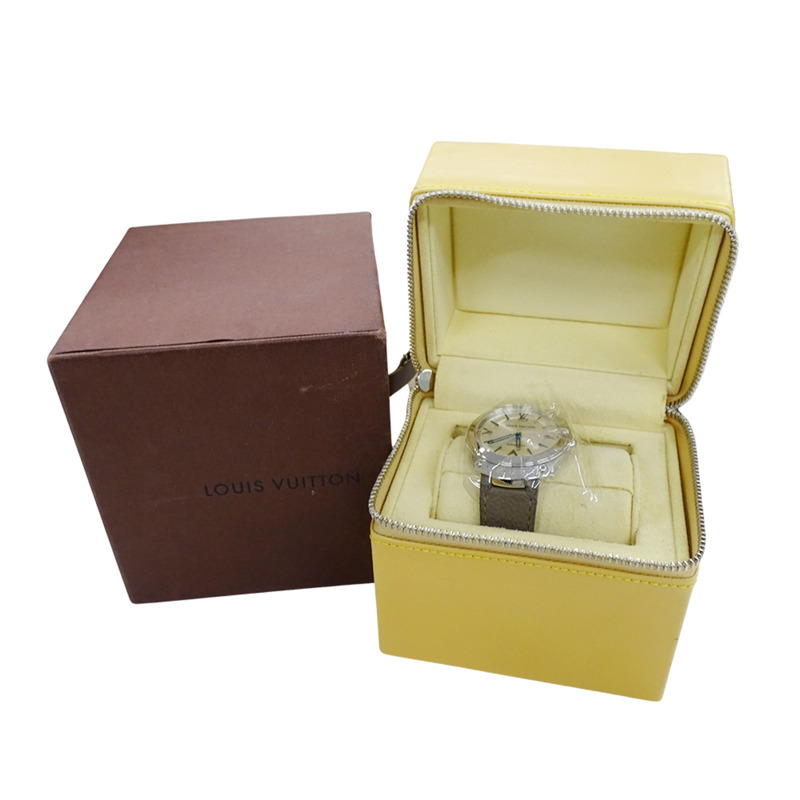 路易威登 (Louis Vuitton) 男士腕錶品牌 Fifty Five 自動上鍊 AT 不鏽鋼 SS 皮革 Q6G20 圓形拋光-7