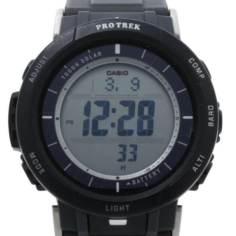 卡西歐 PRO TREK Climber 系列 PRG301JF 黑色樹脂 Dura-Soft 錶帶男士數位手錶
