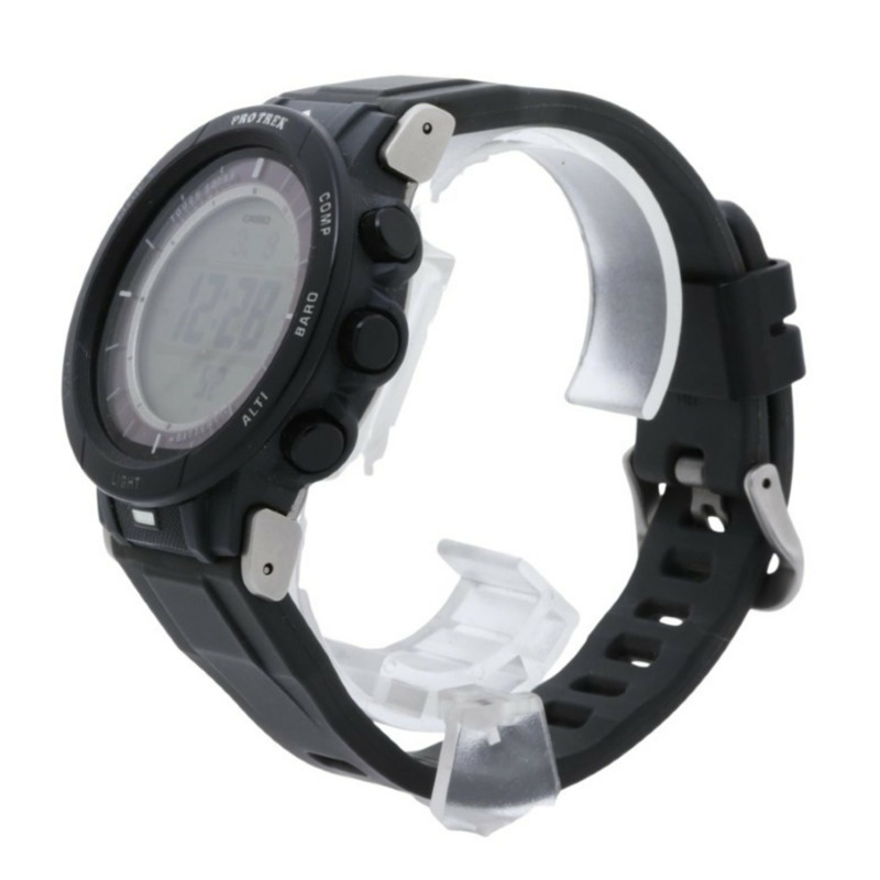 卡西歐 PRO TREK Climber 系列 PRG301JF 黑色樹脂 Dura-Soft 錶帶男士數位手錶-1