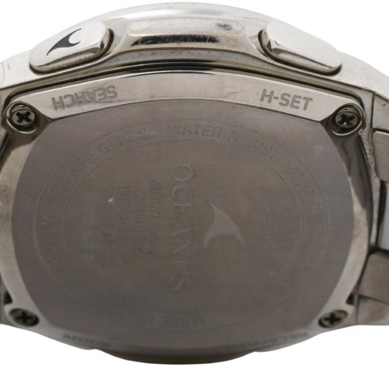 卡西歐 Oceanus 經典系列 OCWT100 黑銀鈦金屬男士模擬腕錶-3