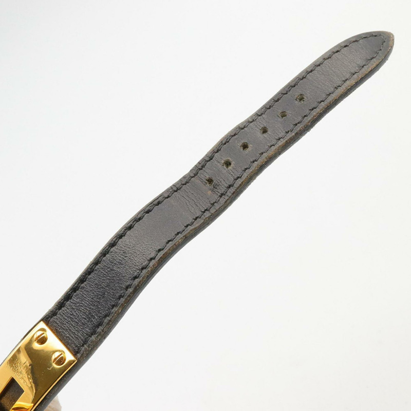 愛馬仕 Kelly 女士腕錶,鍍金 (GP),皮革錶帶,黑色,KE1.201-13