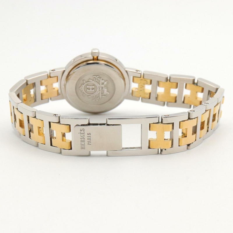 愛馬仕 Clipper 系列腕錶，鍍金不鏽鋼材質，女士款，白色，CL2.440-4