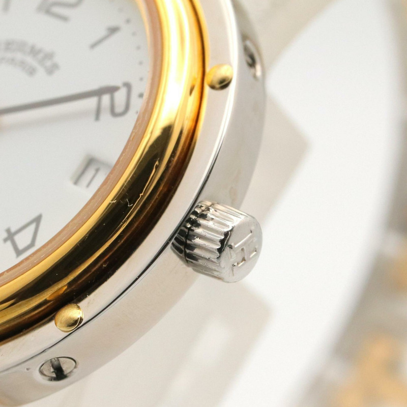 愛馬仕 Clipper 系列腕錶，鍍金不鏽鋼材質，女士款，白色，CL2.440-6