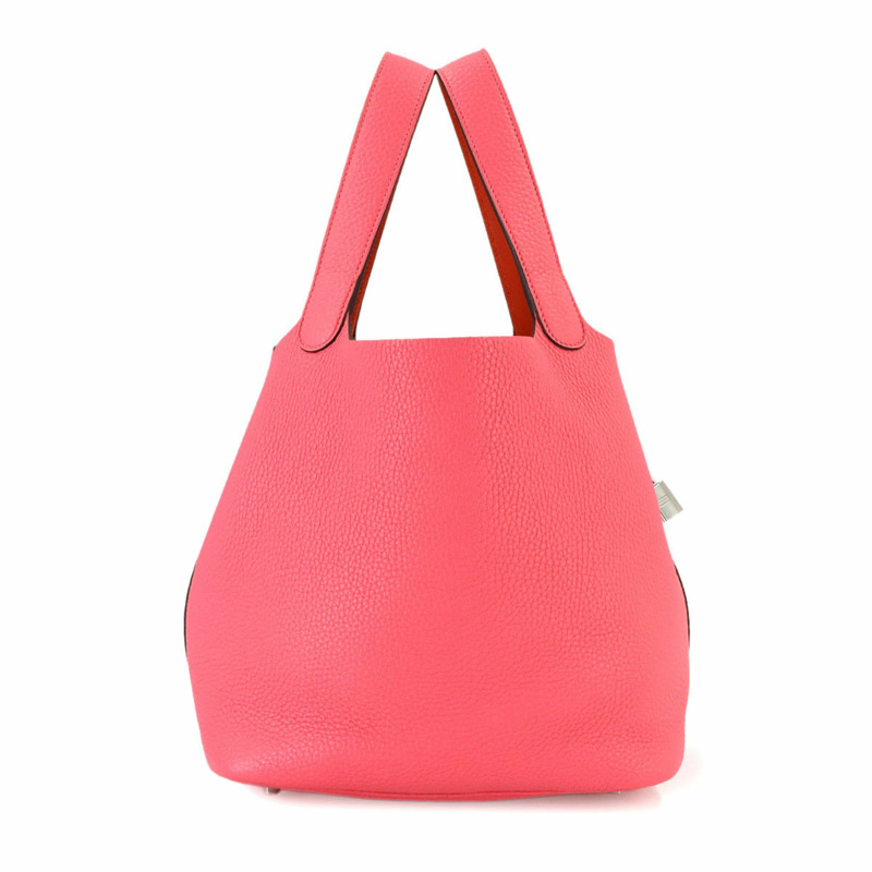 Hermes Picotin Lock Eclat 22 毫米手提包,Taurillon Clemence 皮革,Rose Azalee,Terre Batue,Y Stamp。-0