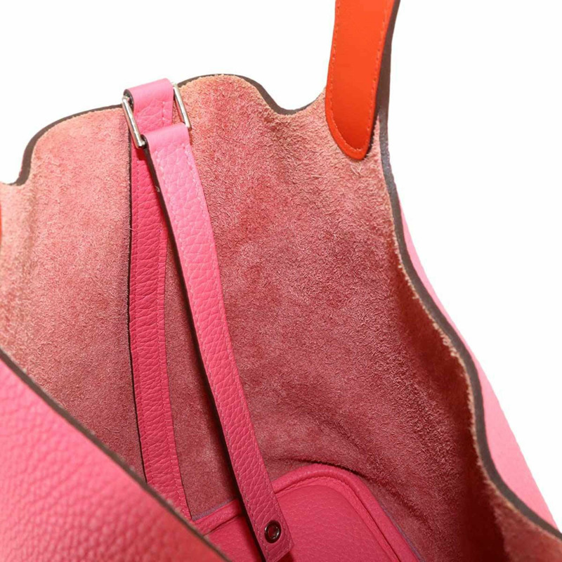 Hermes Picotin Lock Eclat 22 毫米手提包,Taurillon Clemence 皮革,Rose Azalee,Terre Batue,Y Stamp。-6