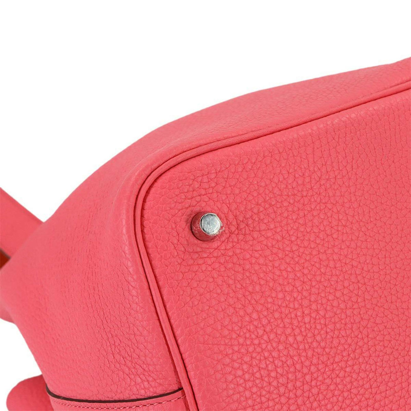 Hermes Picotin Lock Eclat 22 毫米手提包,Taurillon Clemence 皮革,Rose Azalee,Terre Batue,Y Stamp。-7