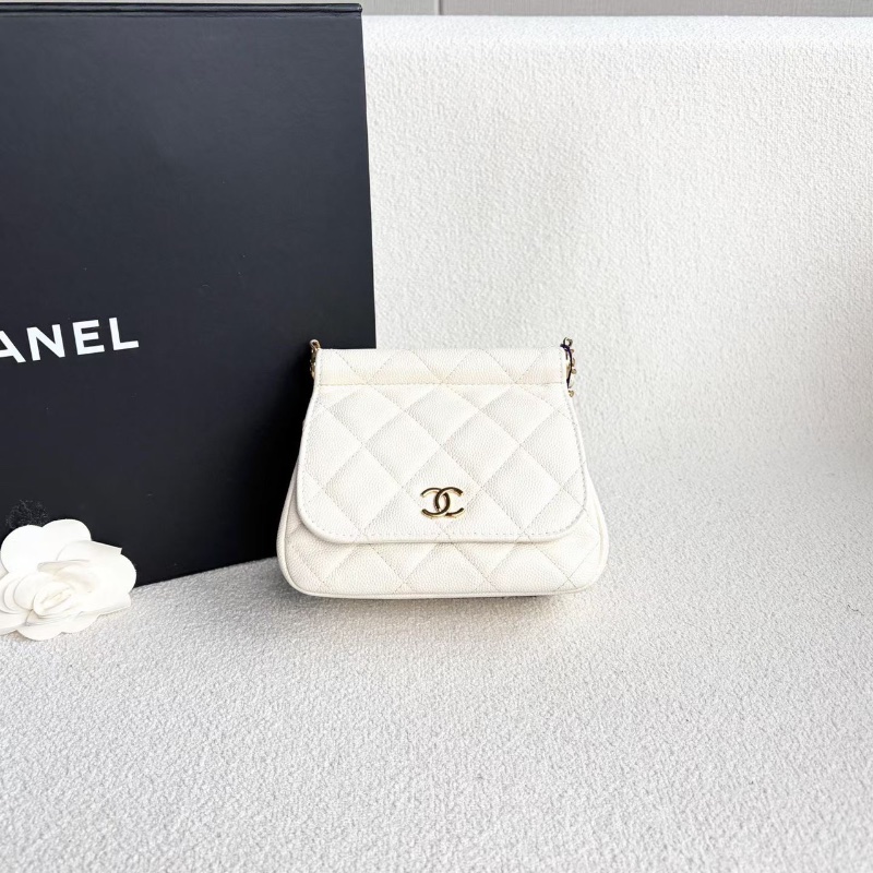 Chanel小廢包 米白色 金扣 荔枝皮15*12*6 98新配件塵袋-6