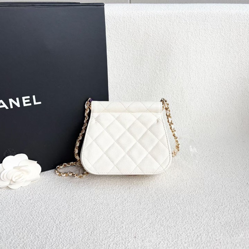 Chanel小廢包 米白色 金扣 荔枝皮15*12*6 98新配件塵袋-7
