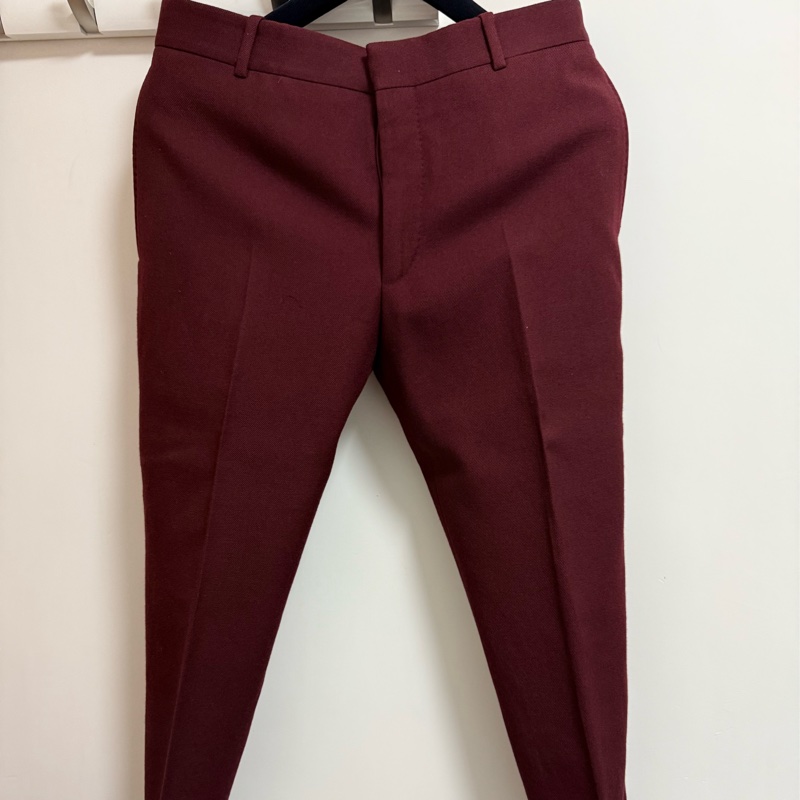 Alexander McQueen burgundy wool slim dress pants 西褲-1