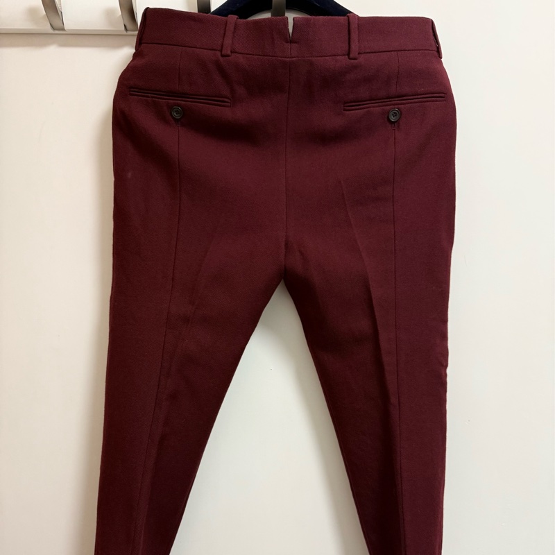 Alexander McQueen burgundy wool slim dress pants 西褲-2