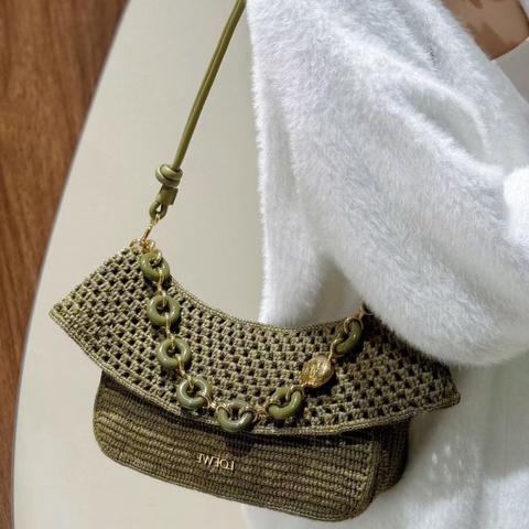 LOEWE 25新款 Ola 墨綠色 中號26*13*9cm 99新配件塵袋