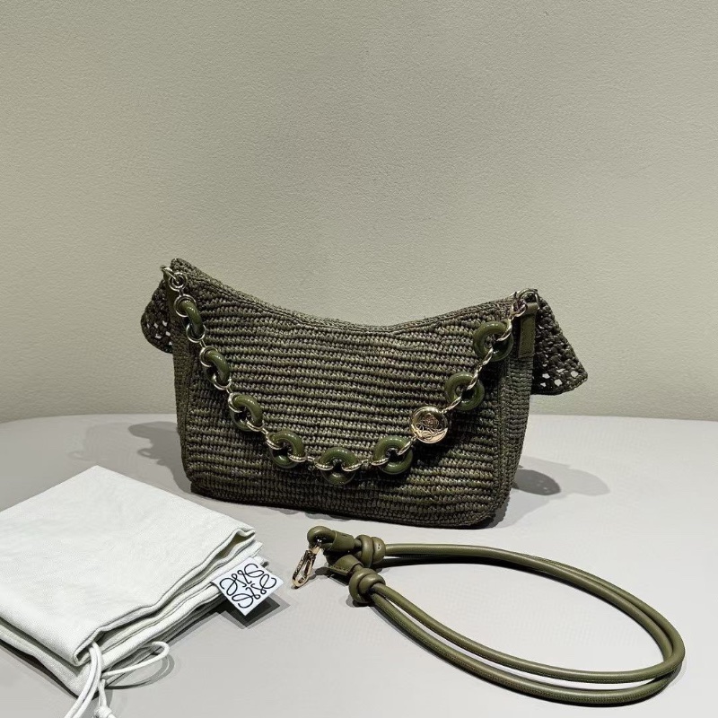 LOEWE 25新款 Ola 墨綠色 中號26*13*9cm 99新配件塵袋-1