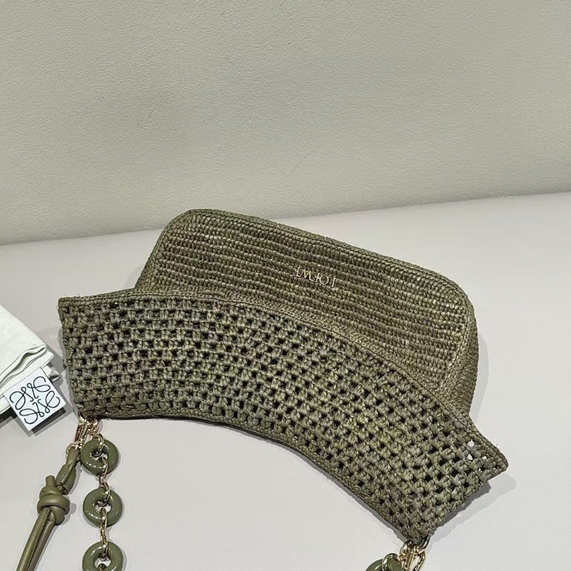 LOEWE 25新款 Ola 墨綠色 中號26*13*9cm 99新配件塵袋-2