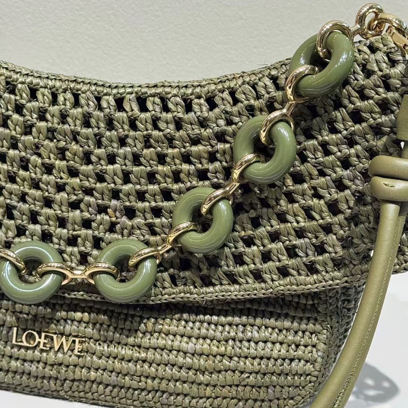 LOEWE 25新款 Ola 墨綠色 中號26*13*9cm 99新配件塵袋-3