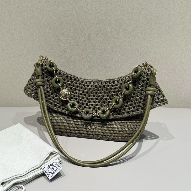 LOEWE 25新款 Ola 墨綠色 中號26*13*9cm 99新配件塵袋-5