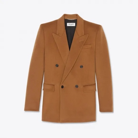 Saint Laurent camel brown wool double breasted jacket 46 西裝外套