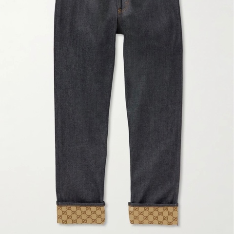 Gucci roll-up GG monogram denim jeans 32 牛仔褲