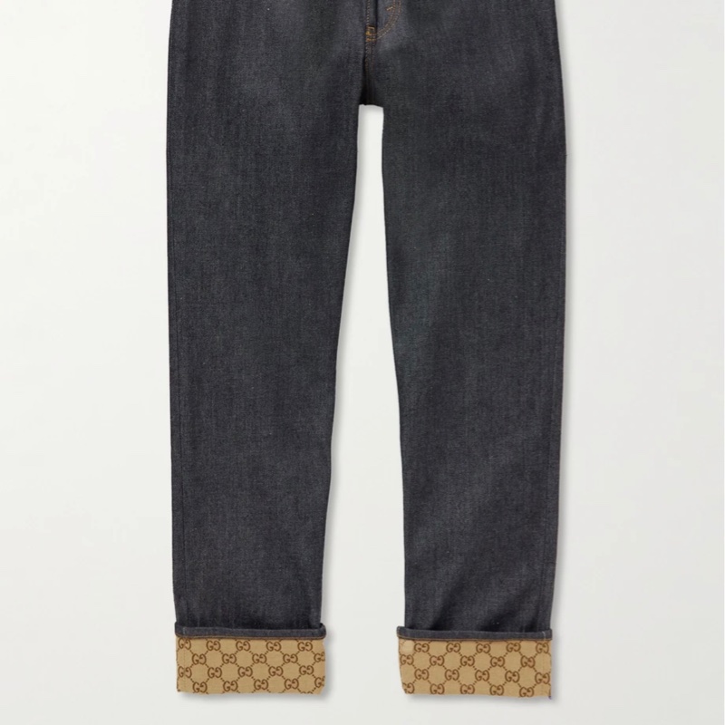 Gucci roll-up GG monogram denim jeans 32 牛仔褲-0