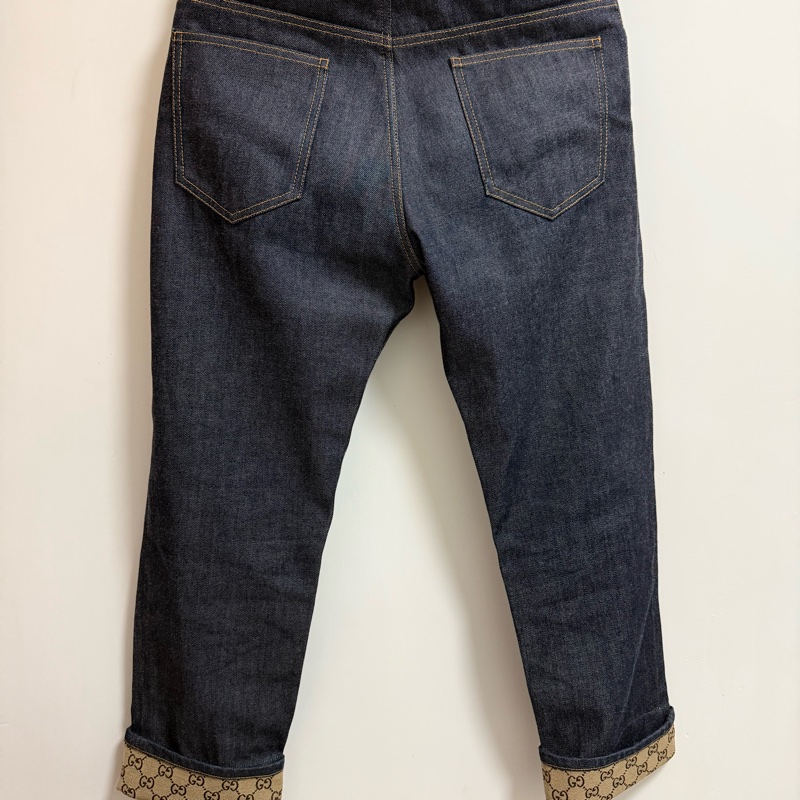 Gucci roll-up GG monogram denim jeans 32 牛仔褲-3