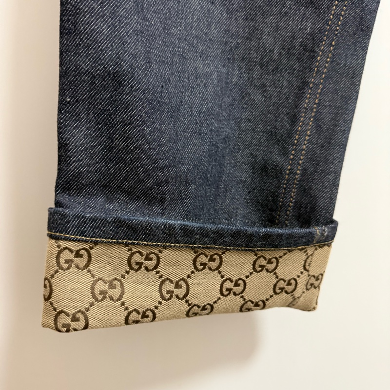 Gucci roll-up GG monogram denim jeans 32 牛仔褲-4