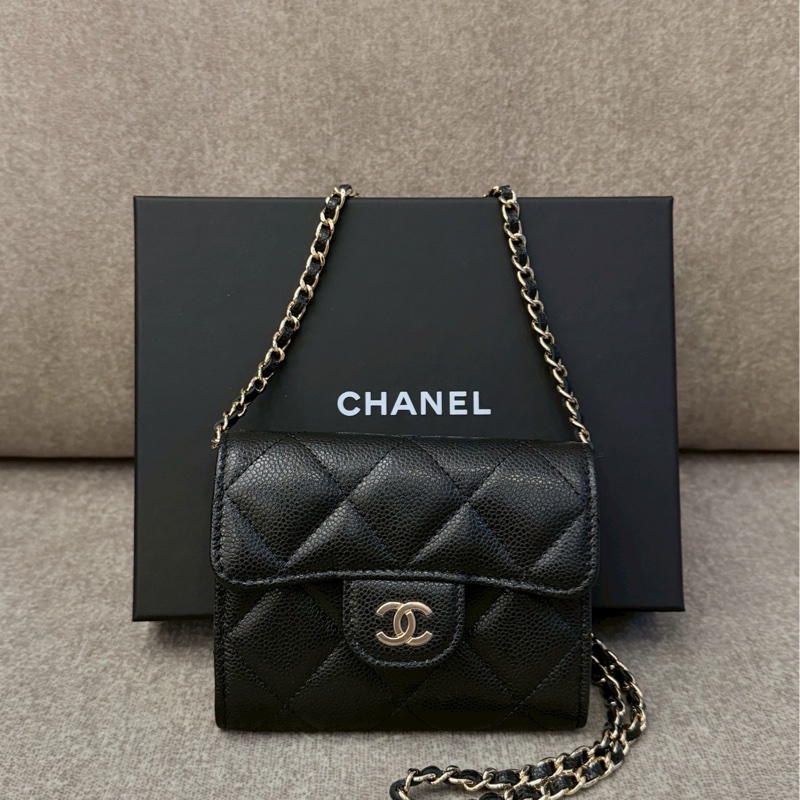 香奈兒黑色荔枝mini Woc-0