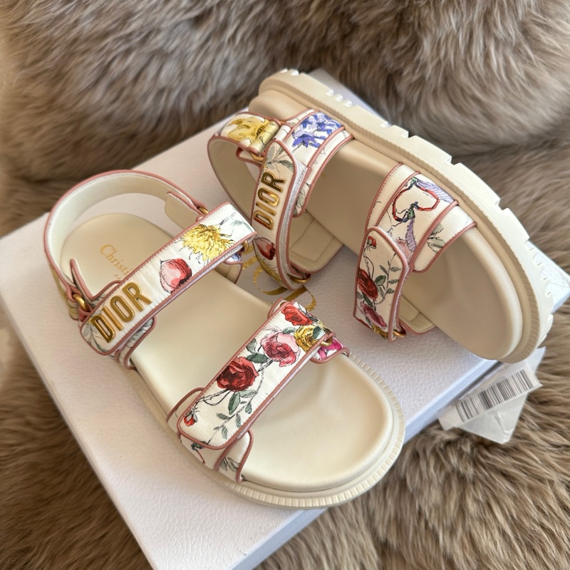 閒置新 未使用 DIOR迪奧 白色印花涼鞋 附件：盒子-2