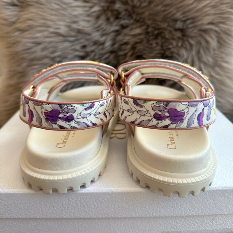 閒置新 未使用 DIOR迪奧 白色印花涼鞋 附件：盒子-3