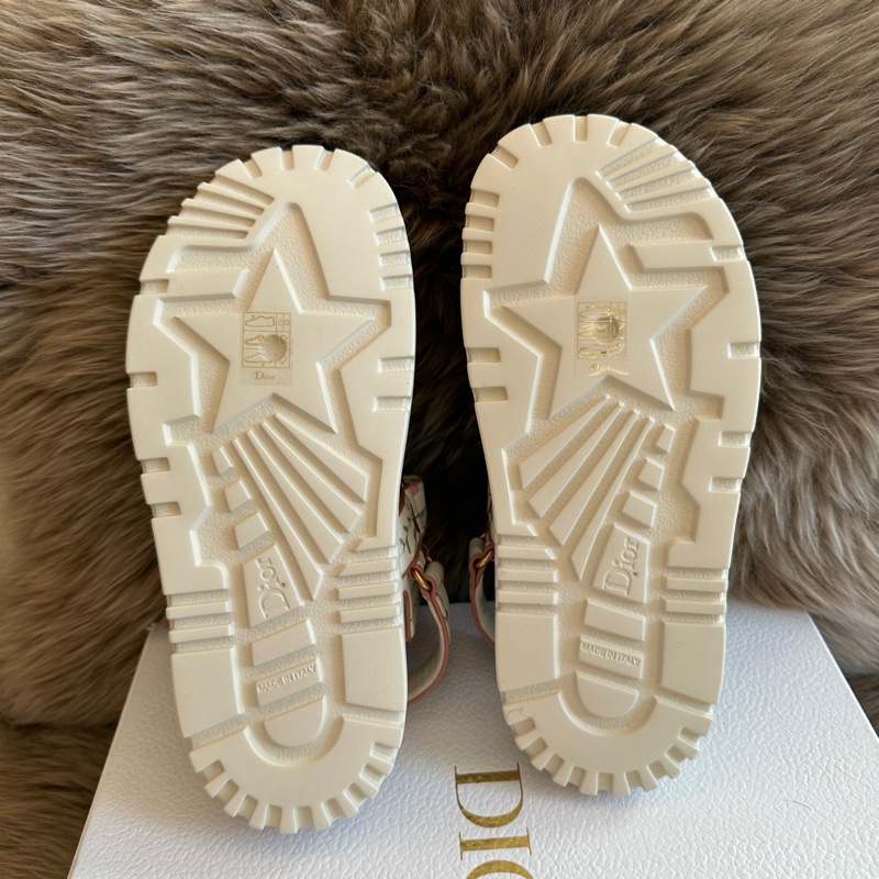 閒置新 未使用 DIOR迪奧 白色印花涼鞋 附件：盒子-4
