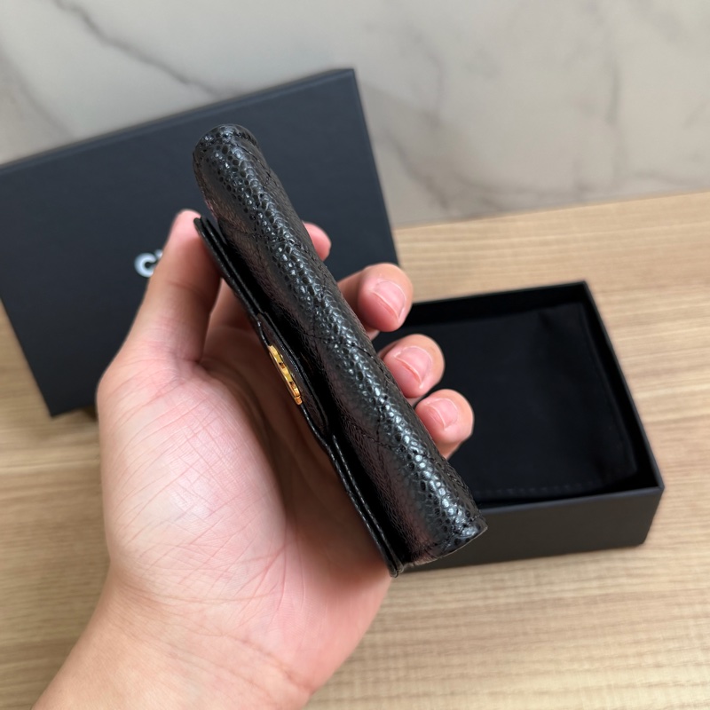 （全新）香奈兒 荔枝皮黑金 卡包/短夾-3