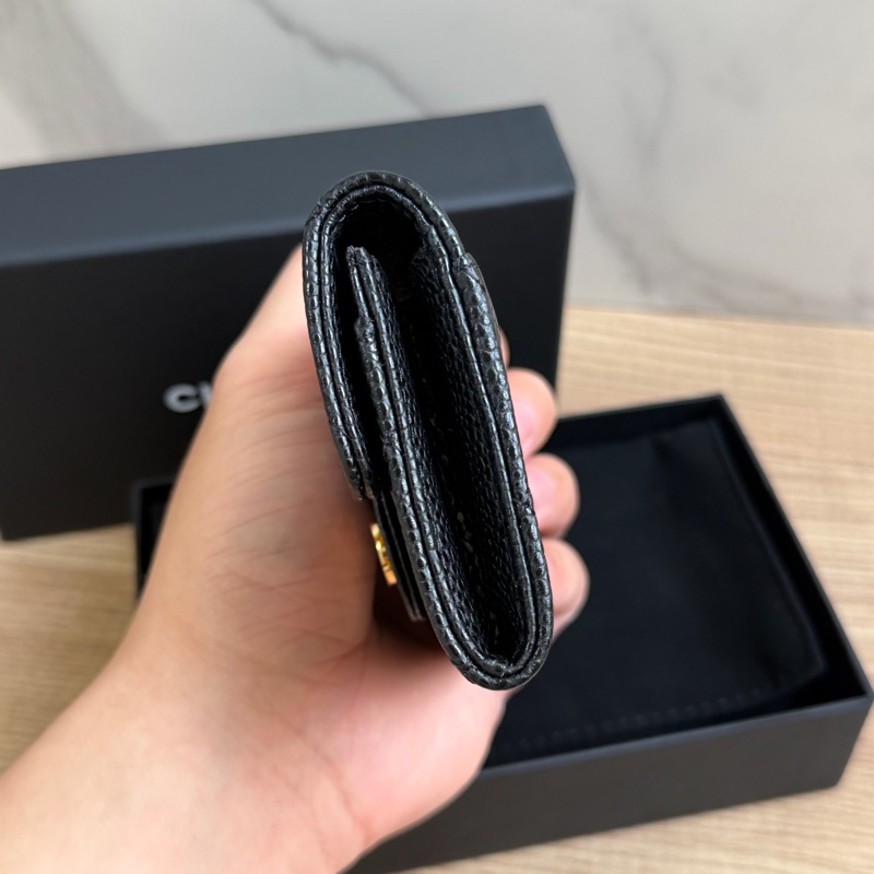 （全新）香奈兒 荔枝皮黑金 卡包/短夾-5