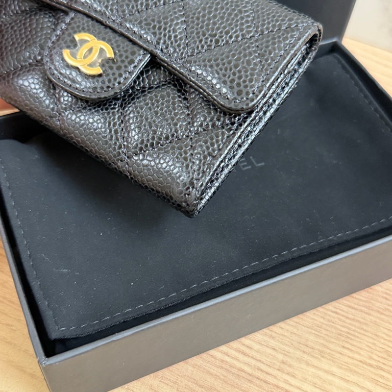（全新）香奈兒 荔枝皮黑金 卡包/短夾-10