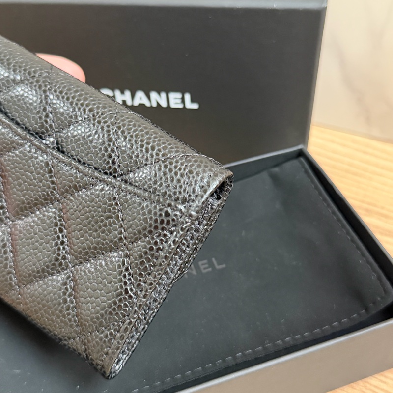 （全新）香奈兒 荔枝皮黑金 卡包/短夾-11