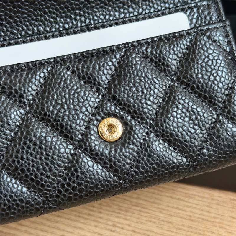 （全新）香奈兒 荔枝皮黑金 卡包/短夾-17