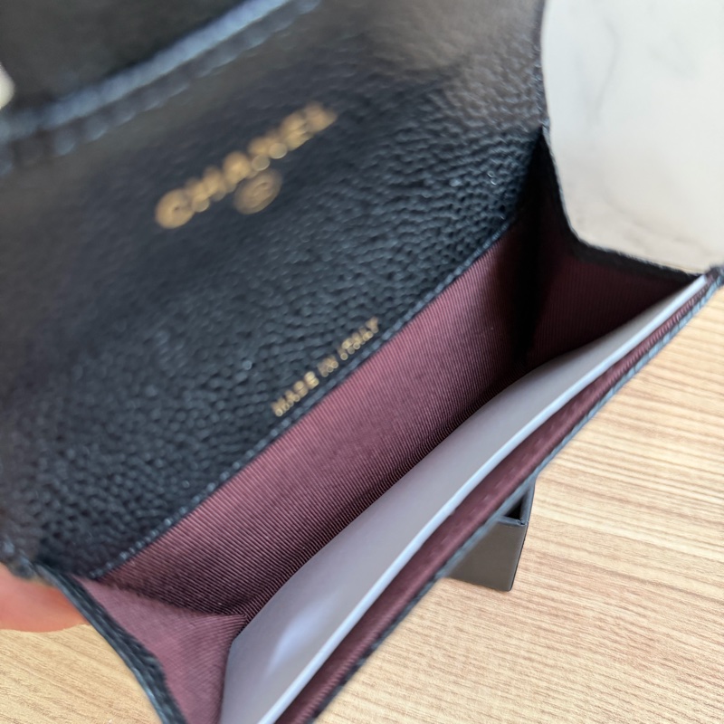 （全新）香奈兒 荔枝皮黑金 卡包/短夾-18