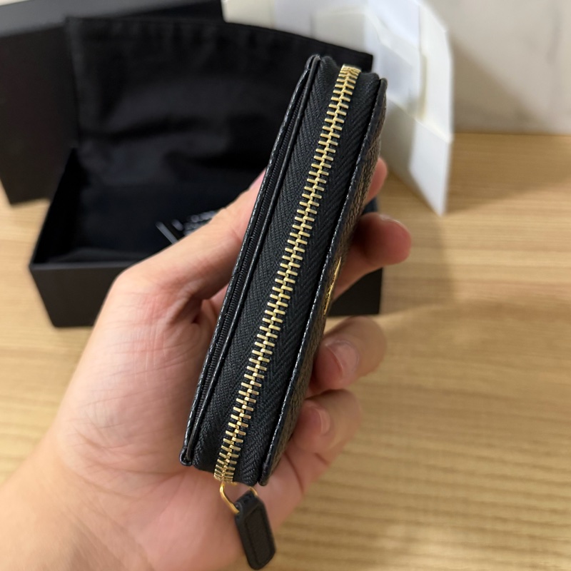 (全新)香奈兒 黑金荔枝皮ㄇ拉零錢包/短夾-2