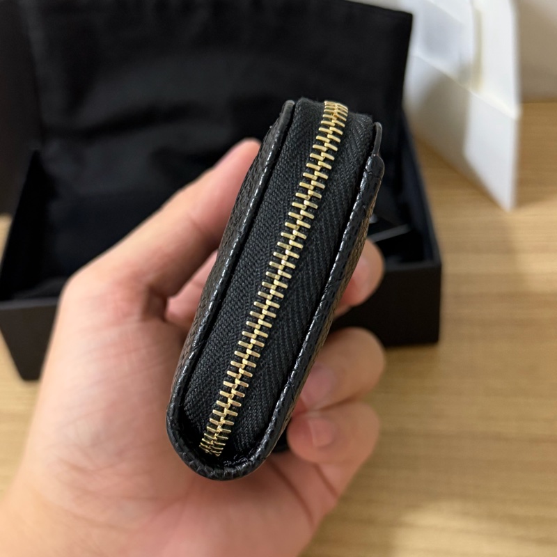 (全新)香奈兒 黑金荔枝皮ㄇ拉零錢包/短夾-4