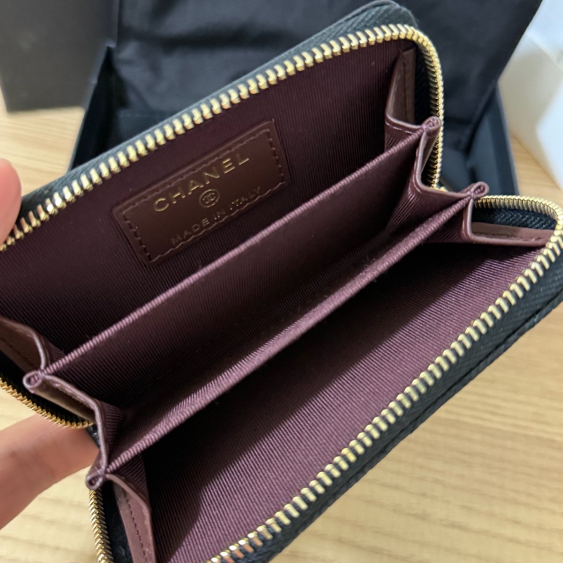 (全新)香奈兒 黑金荔枝皮ㄇ拉零錢包/短夾-6