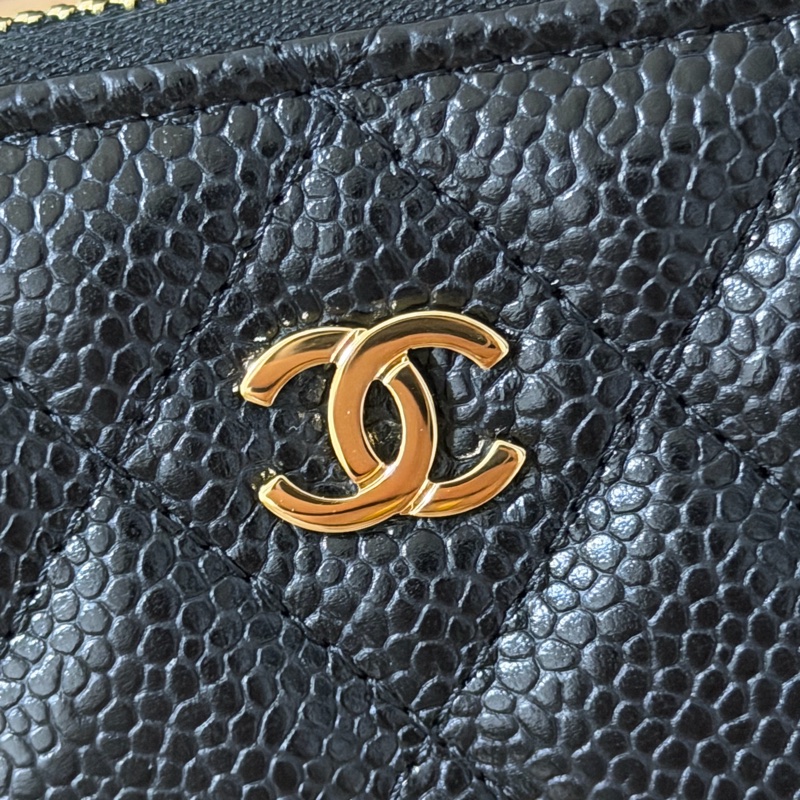 (全新)香奈兒 黑金荔枝皮ㄇ拉零錢包/短夾-7