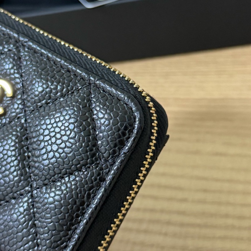 (全新)香奈兒 黑金荔枝皮ㄇ拉零錢包/短夾-10