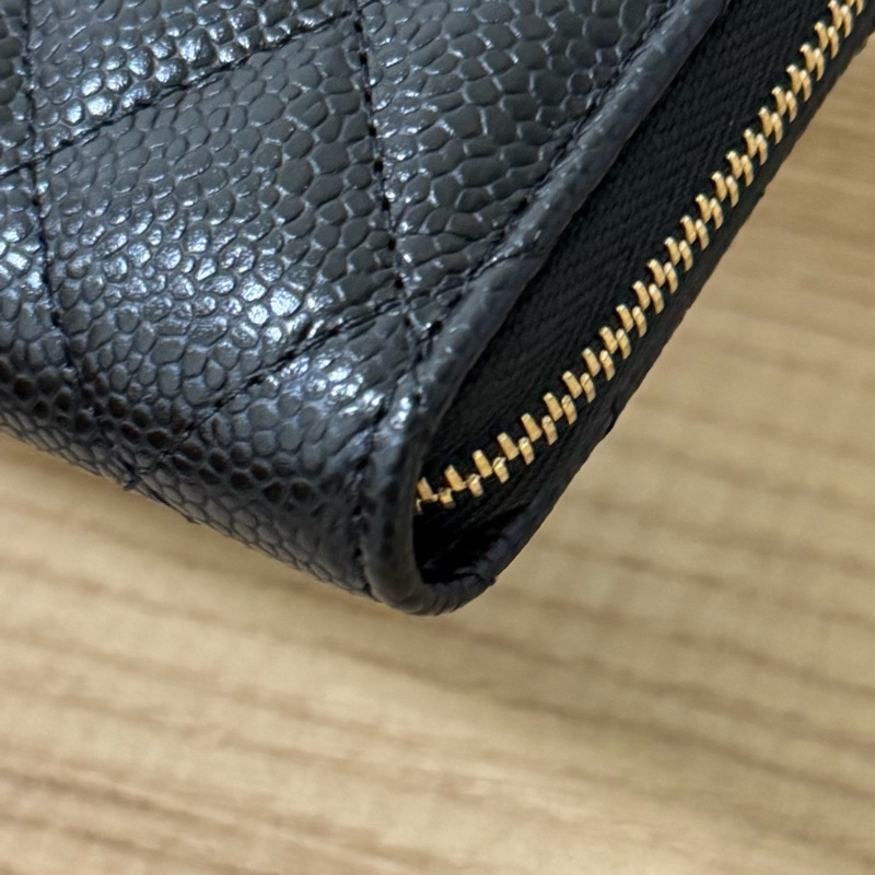 (全新)香奈兒 黑金荔枝皮ㄇ拉零錢包/短夾-13