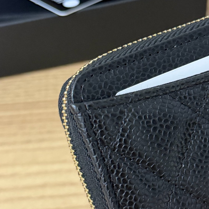 (全新)香奈兒 黑金荔枝皮ㄇ拉零錢包/短夾-15